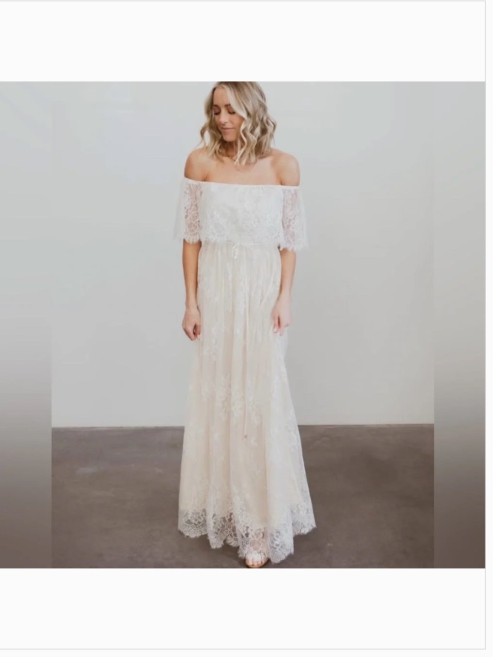 Baltic Born Guinevere Off The Shoulder White Cream Lace Maxi Romantic Dress XL